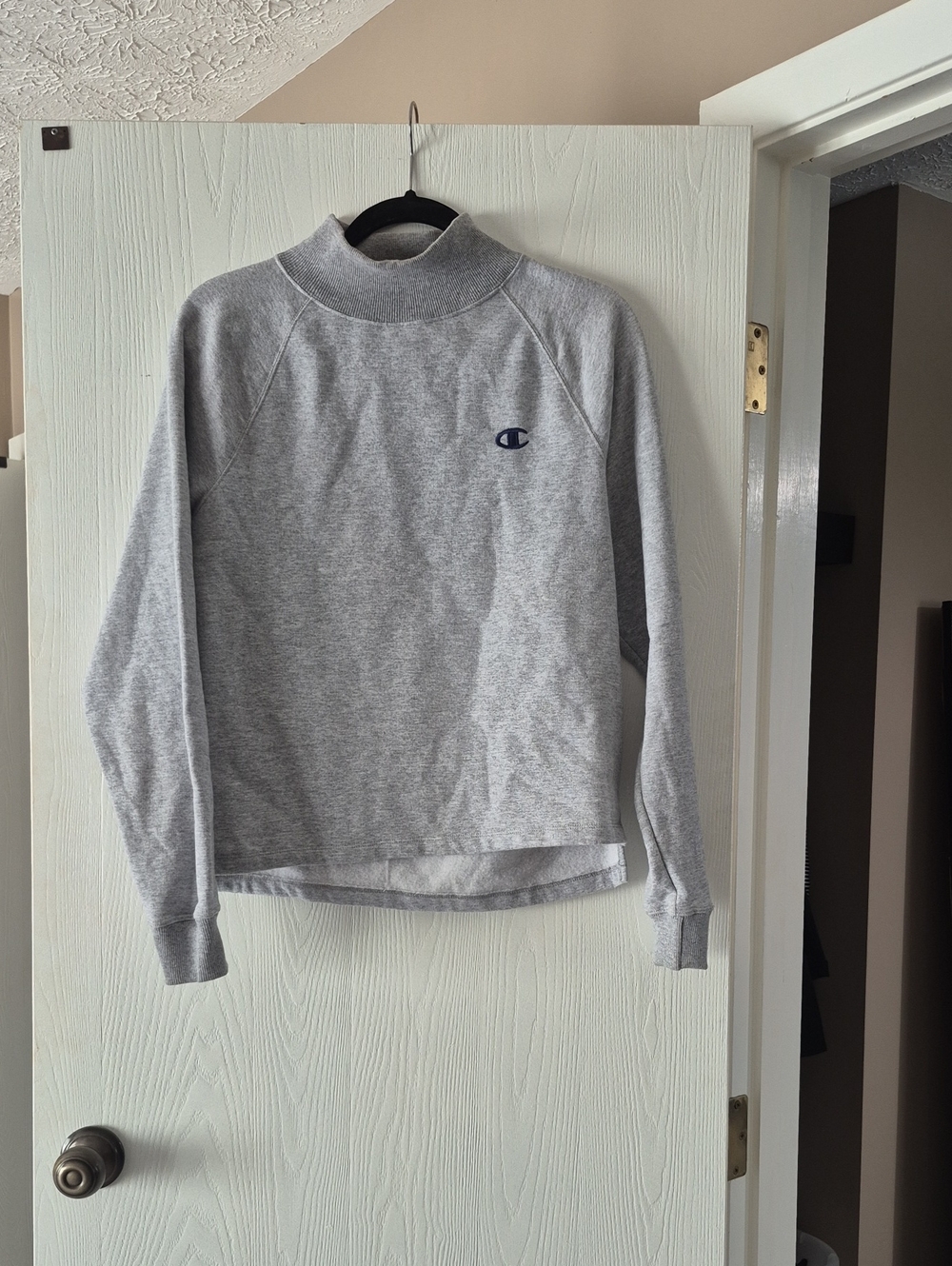 Champion Gray Mock Neck Sweatshirt with Navy Logo